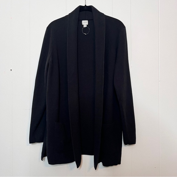 J. Crew Factory Chelsea Sweater Blazer Open Front Knit Longline Black Women's M - Picture 1 of 10